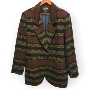 Vintage BRAETAN Wool Blend Aztec Tribal Blazer Jacket Size Large
